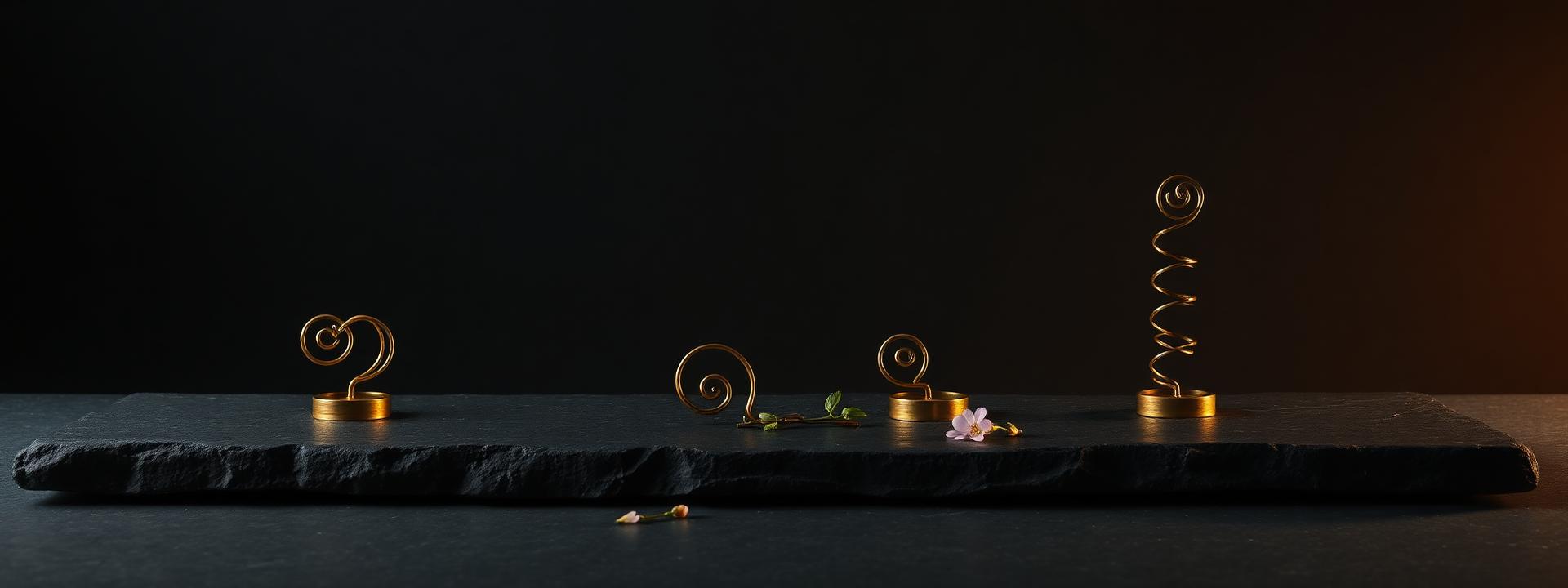 Kenzan-fakirer och spiralhållare i mässing